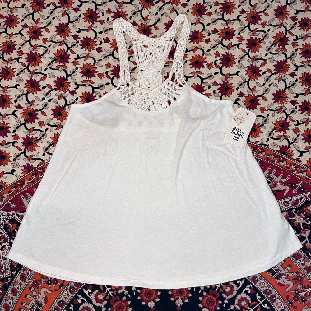NWT Vintage Billabong Cream Macrame Tank Top